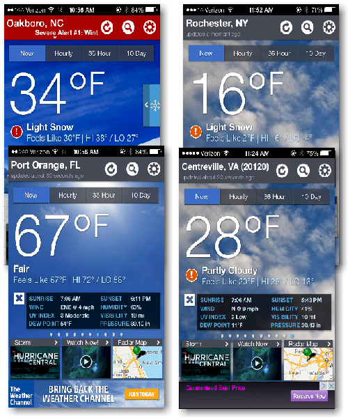 from Left to Right and Top to Bottom Oakboro, NC - Rochester, NY Port Orange, FL - Centerville, VA