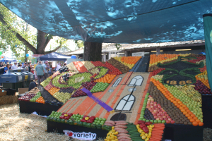 Beautiful display made from fruits, vegetables and seed