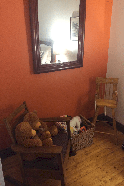 Our Bed. Rm. with chairs and stuffed toys for kids