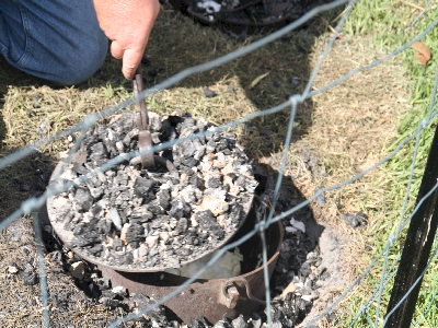 Damper is covered with a lid of hot coals