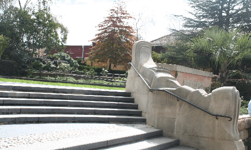 Hand carved wall, Carrington Place Entrance