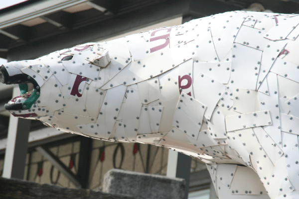 Closeup of found lost bear art