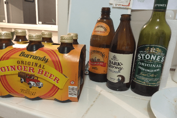 Ginger Beer, Ginger Ade, Dark & Stormy (Giner beer, lime and rum) and Ginger Wine