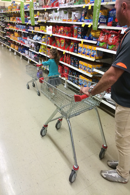 Father and daughter shopping