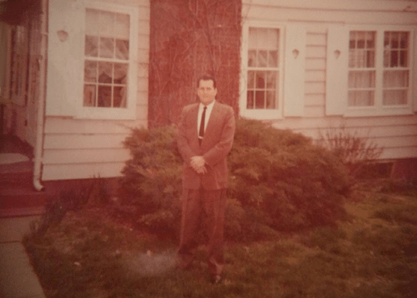 Our Dad Standing in Front of 'The Pink House,' around 1958